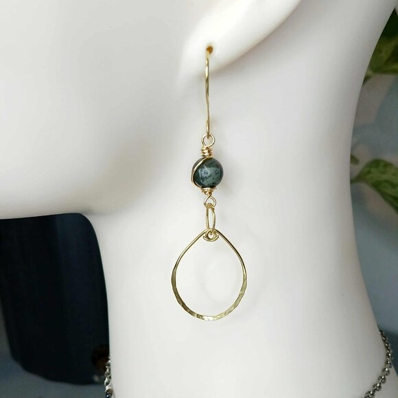 Handmade Jewelry - BOGO EARRINGS Bloodstone Crystal Beaded Dangle Earrings, Boho Statement 2.5"